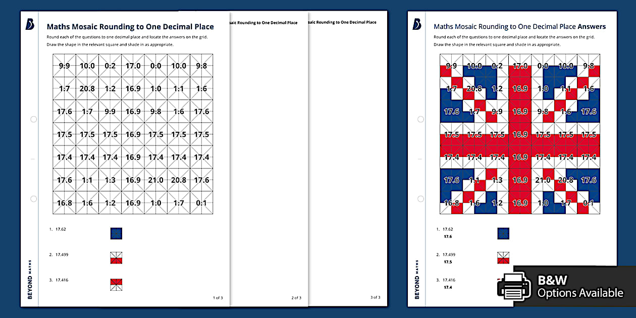  maths mosaic rounding to one decimal place twinkl