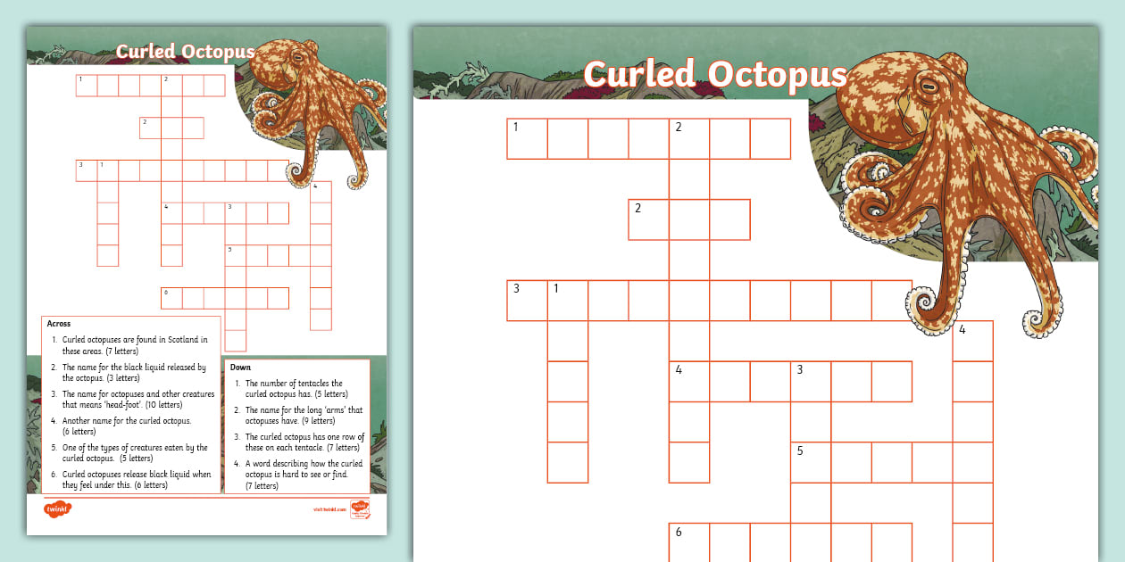 Curled Octopus Crossword Puzzle (Hecho por educadores)