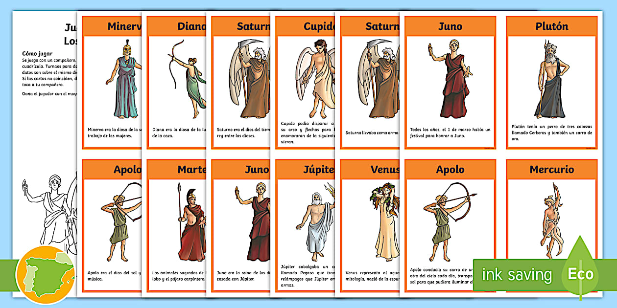 Juego de cartas: Dioses romanos