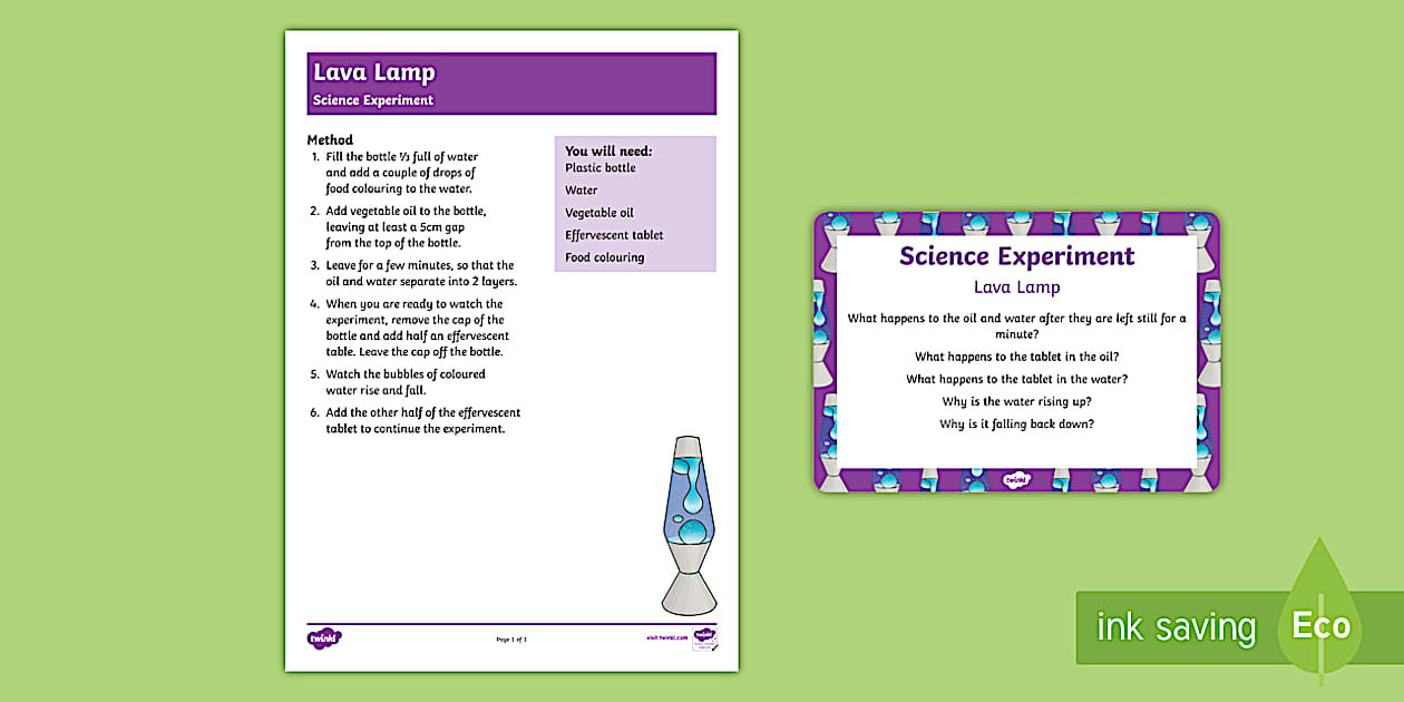 Editable EYFS Lava Lamp Science Experiment and Prompt Card Pack