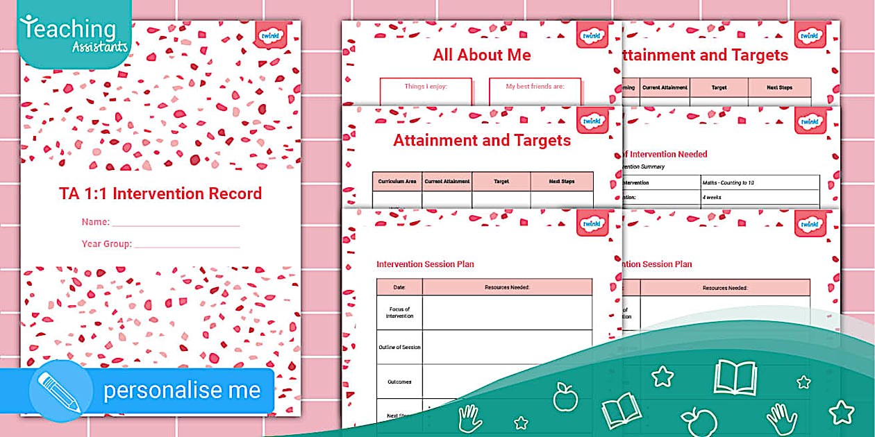 T A 1:1 Intervention Record (teacher made) - Twinkl