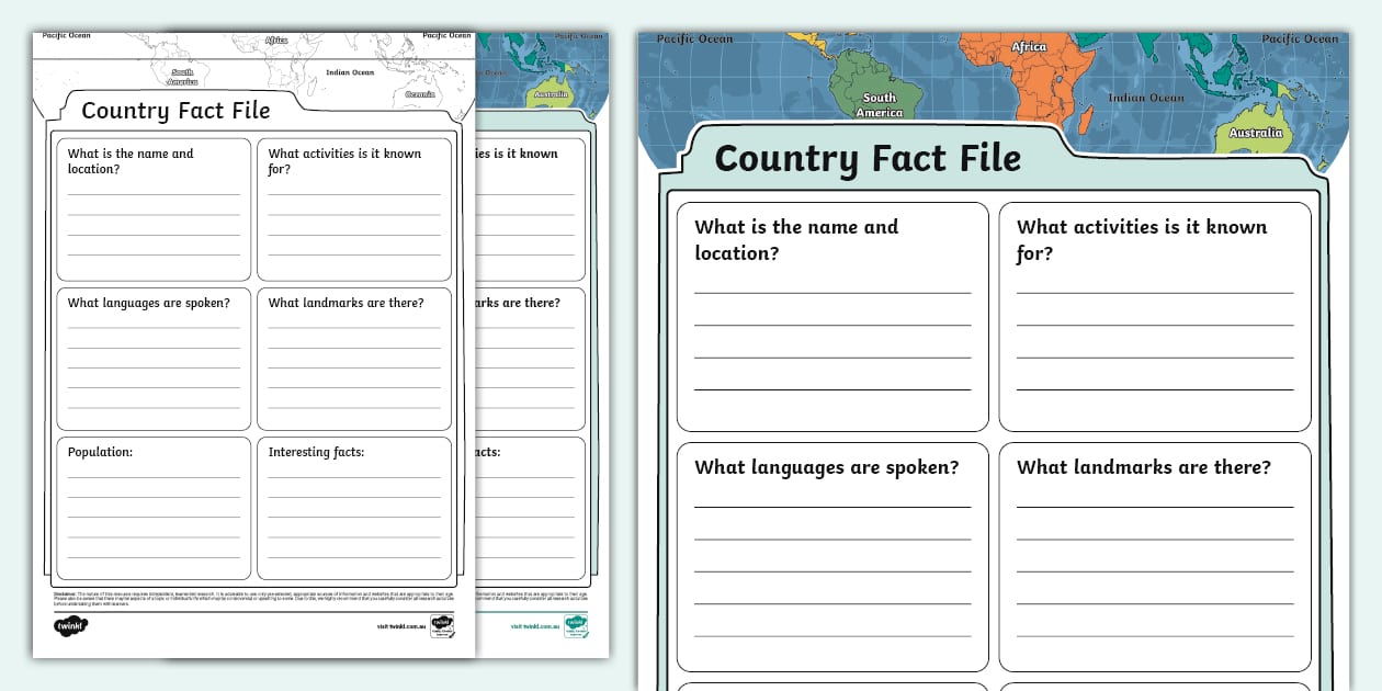 Country Fact File Template (teacher made) - Twinkl