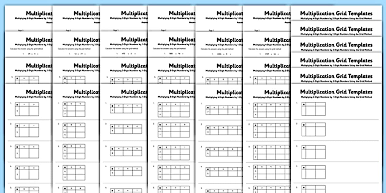 Grid Method Multiplication Worksheets Maths Resources