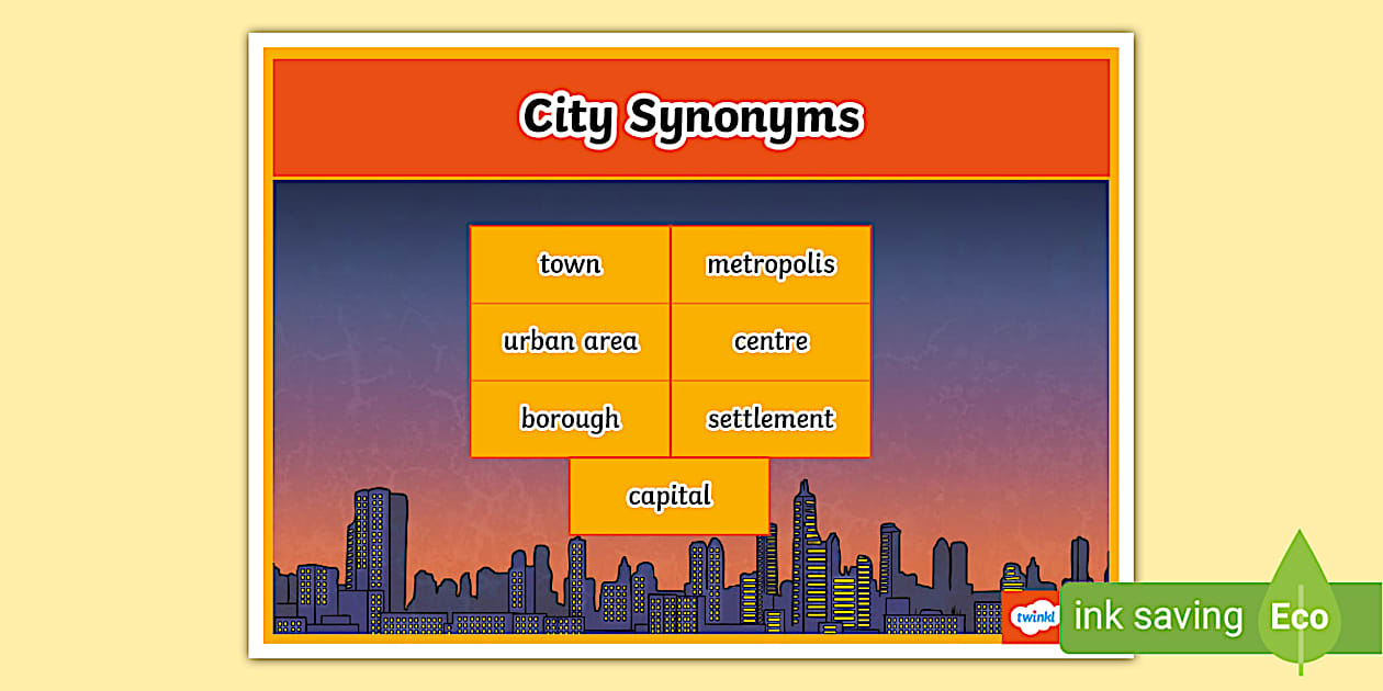 City Synonyms Word Mat (teacher made) - Twinkl