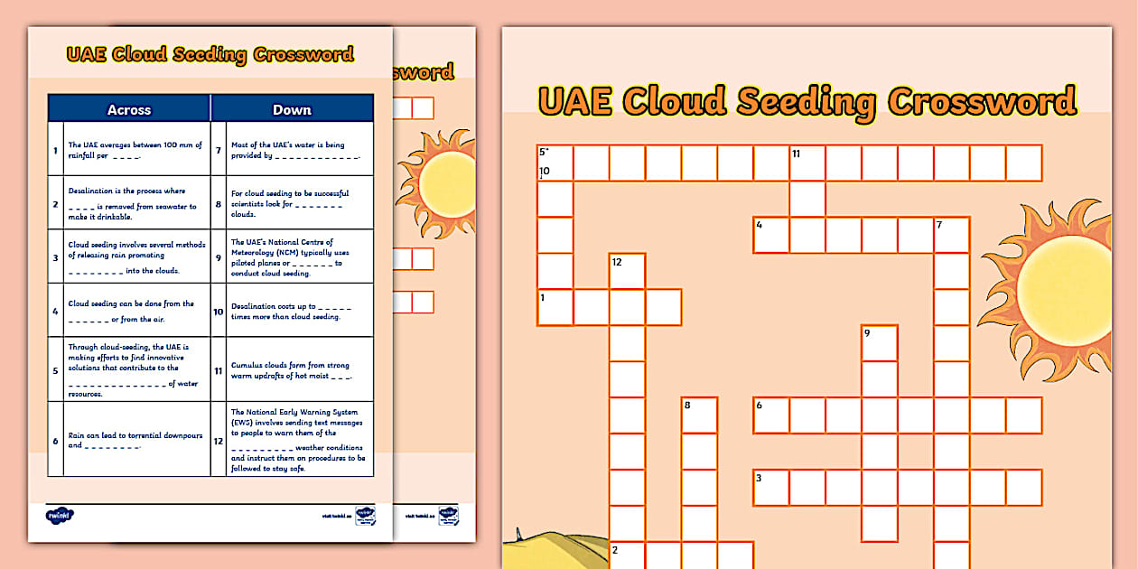 UAE Cloud Seeding Crossword (Teacher Made) Twinkl