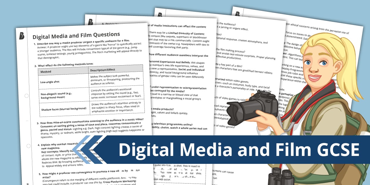 Media Component Questions Digital Media and Film GCSE Questions