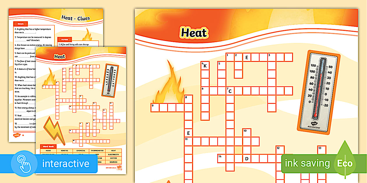 Heat Crossword (teacher made) Twinkl