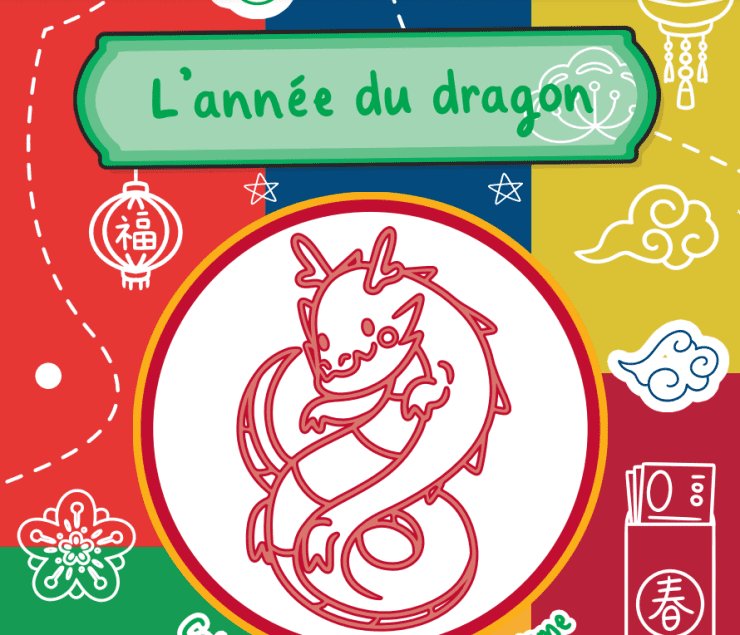 Bonne Année Chinoise 2024 Dragon Chinois Signe Zodiaque Sur Fond