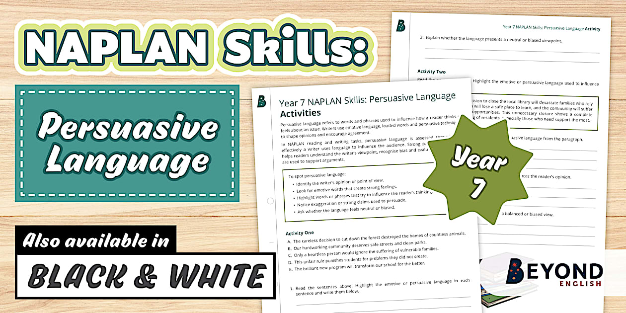 Year 7 NAPLAN Skills: Persuasive Language