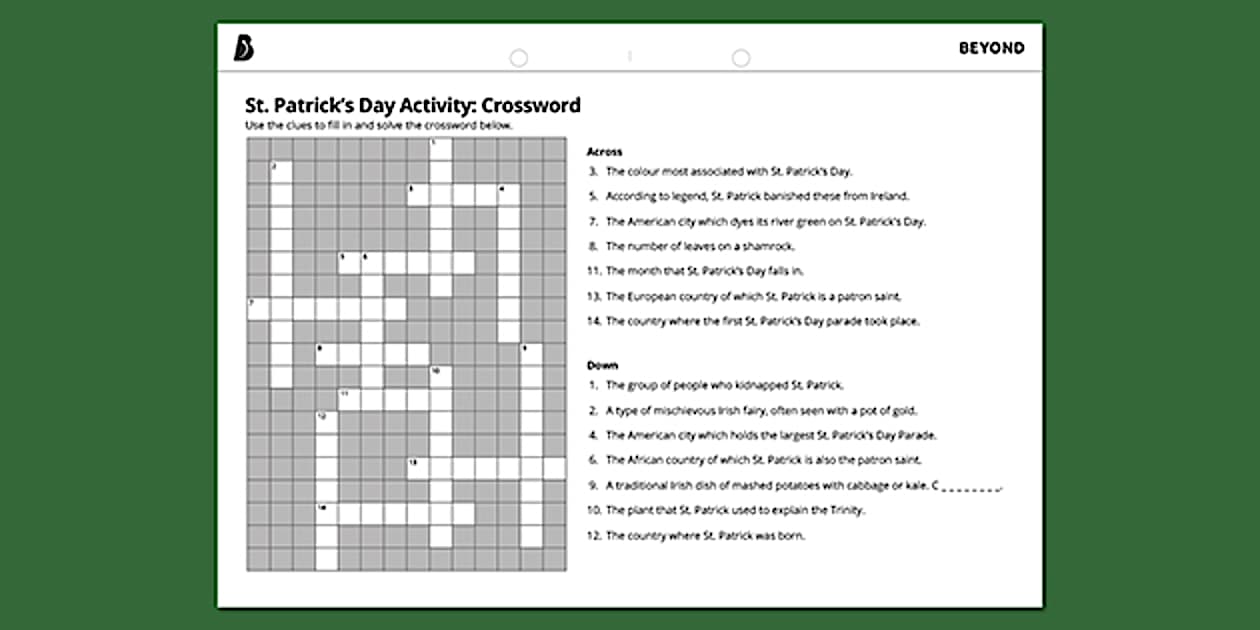 St Patrick #39 s Day: Crossword Festivals Events Beyond