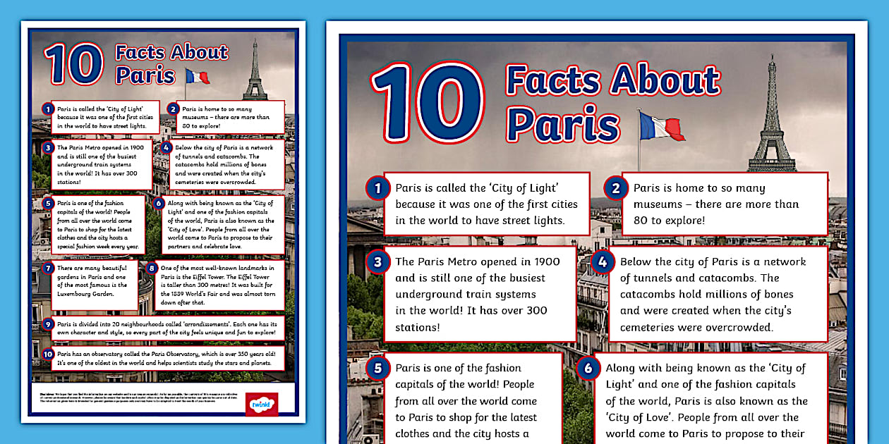 10 Facts About Paris Display Poster (Lehrer gemacht)