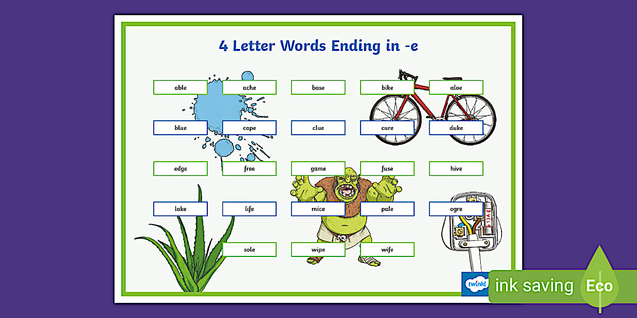 4 Letter Words Ending In E