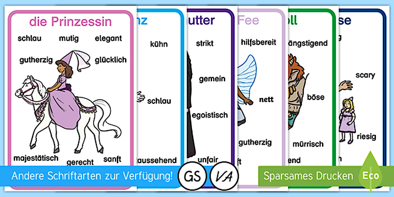 Märchen: Merkmale von Figuren – Poster mit Eigenschaften