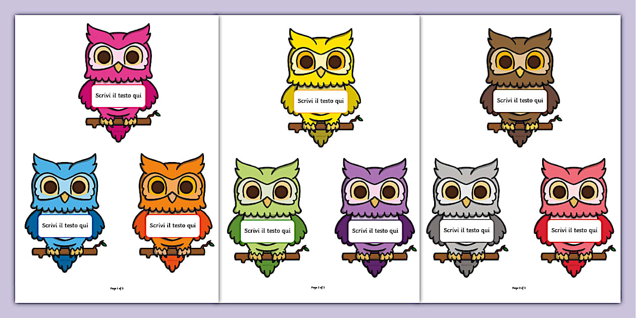 Etichette gufi modificabili