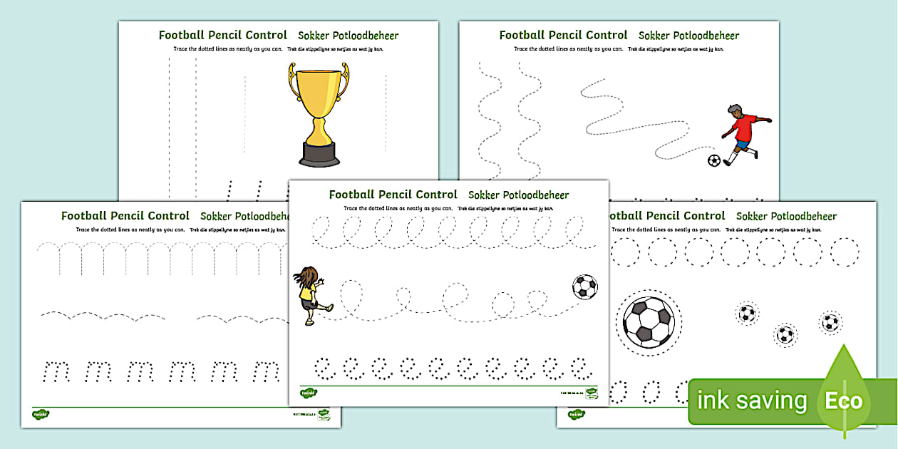 Worksheet: Football World Cup Pencil Control Worksheets