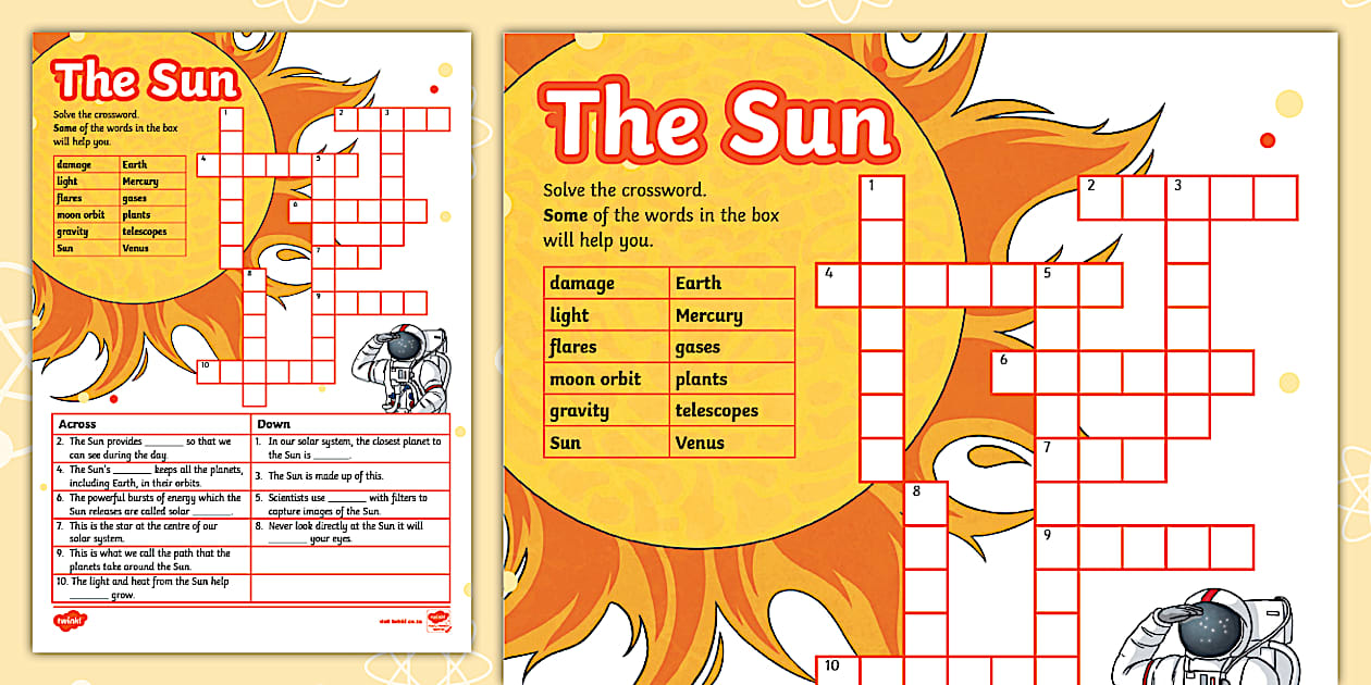 Grade 4 NS T4 The Sun Crossword (CAPS Aligned)