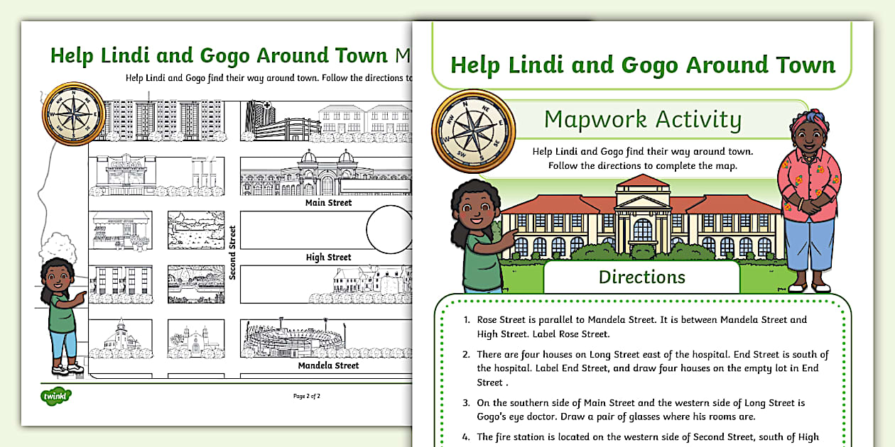 Help Lindi and Gogo Around Town – Mapwork Activity Sheet