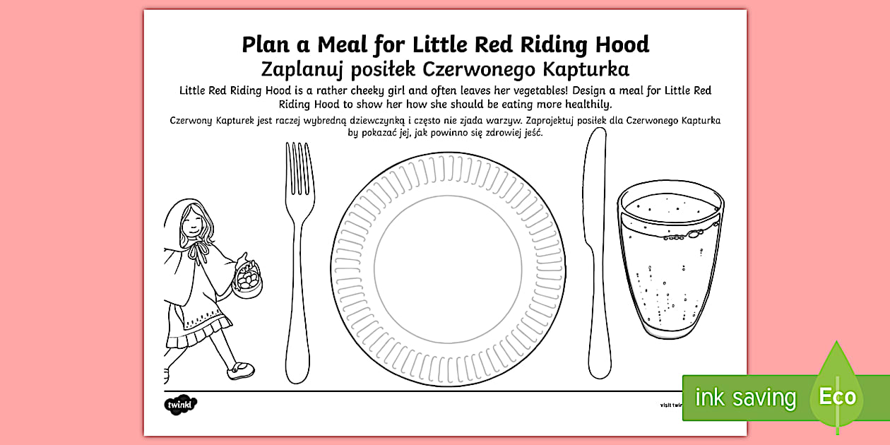 Design a Meal for Little Red Riding Hood Worksheet English/Polish