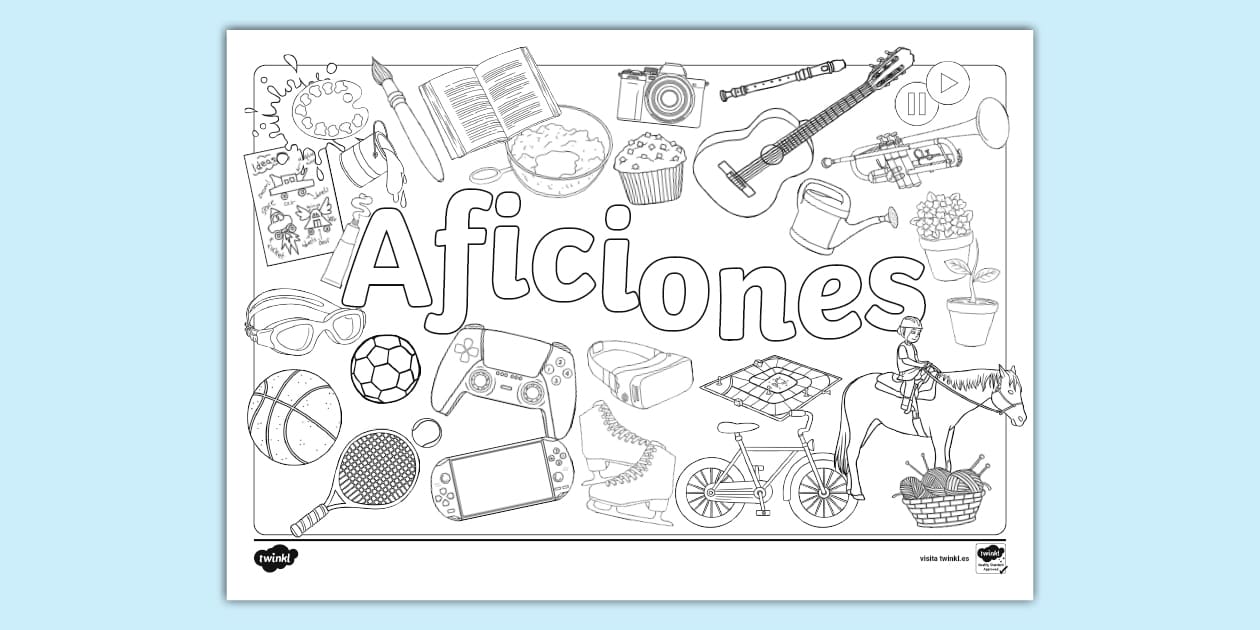 Aficiones Worksheet Hoja de colorear: Aficiones
