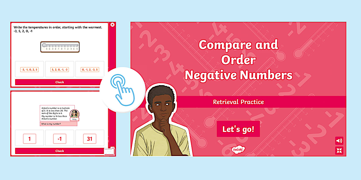  retrieval practice compare and order negative numbers maths interactive