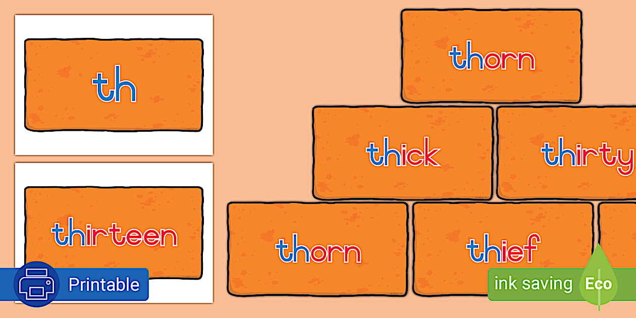 Th Card Grade 1 Phonics: th- Word Wall Cards