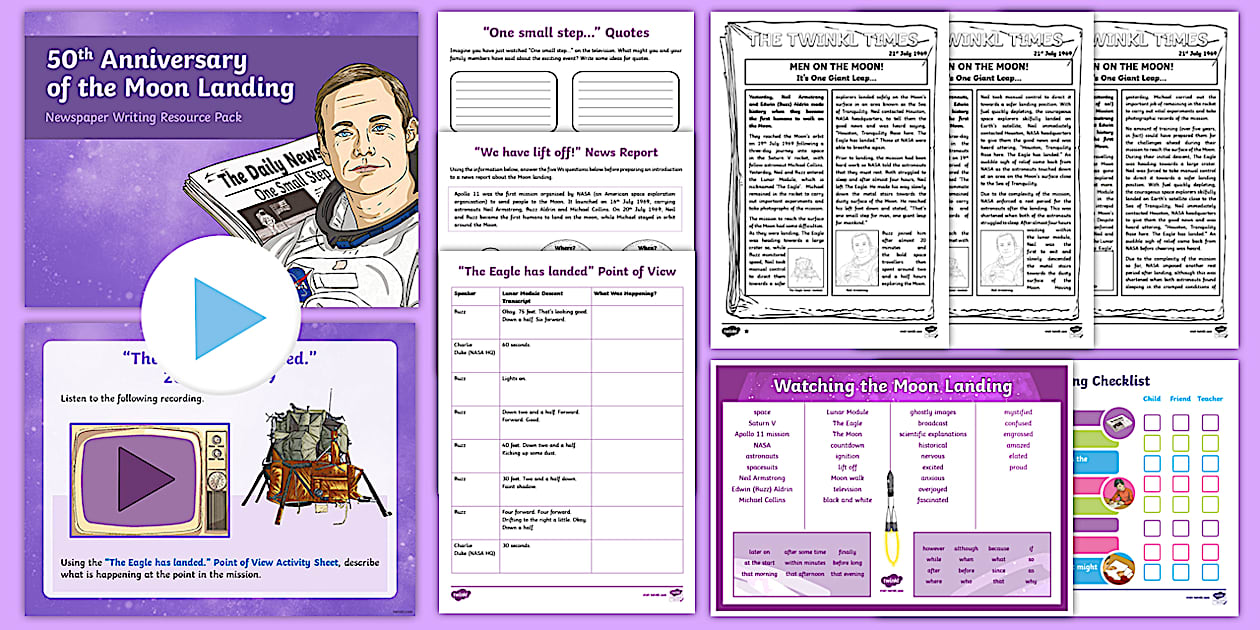 UKS2 50th Anniversary of the Moon Landing Newspaper Writing Resource Pack