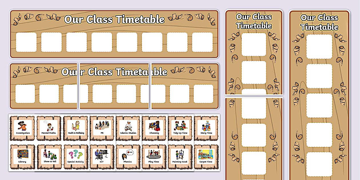 Timetables Props Visual Display Timetable Natural wood theme (teacher made)