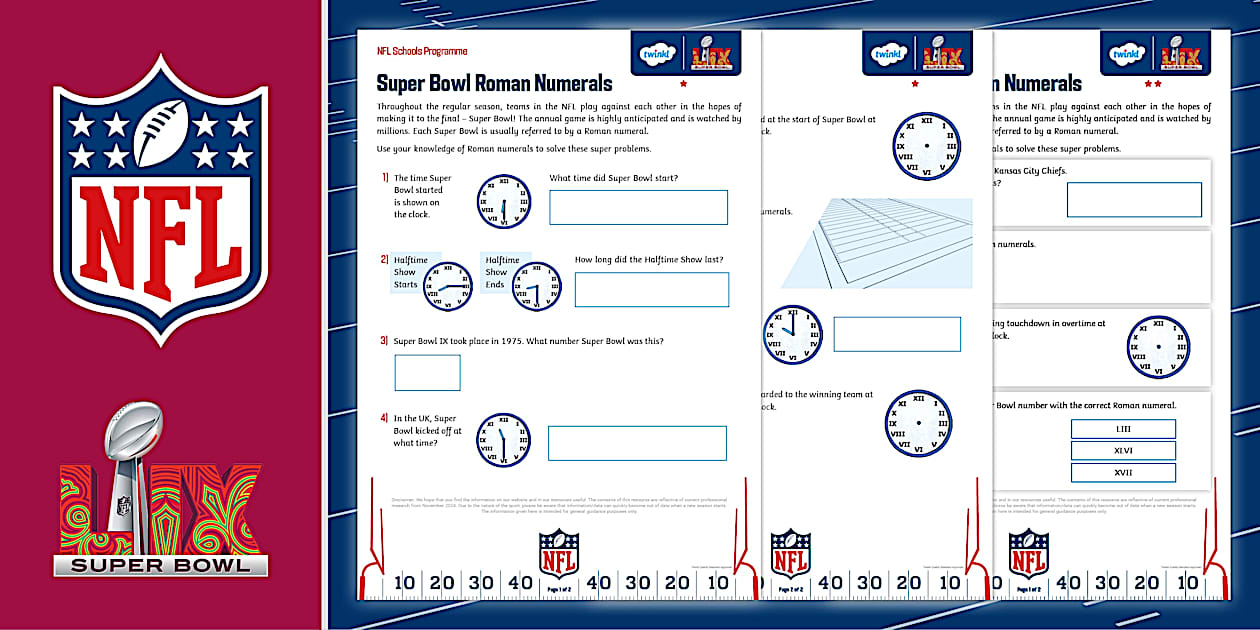 FREE! 👉 NFL Super Bowl Roman Numerals Twinkl
