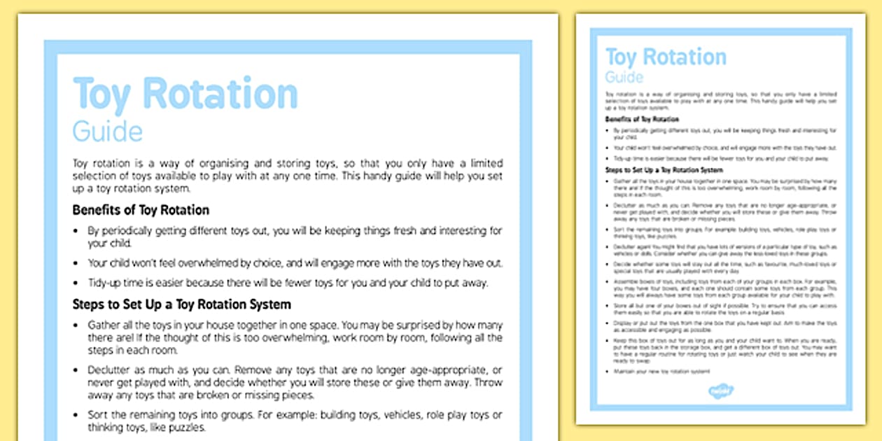 Black and White Toy Rotation Guide For Parents - Twinkl