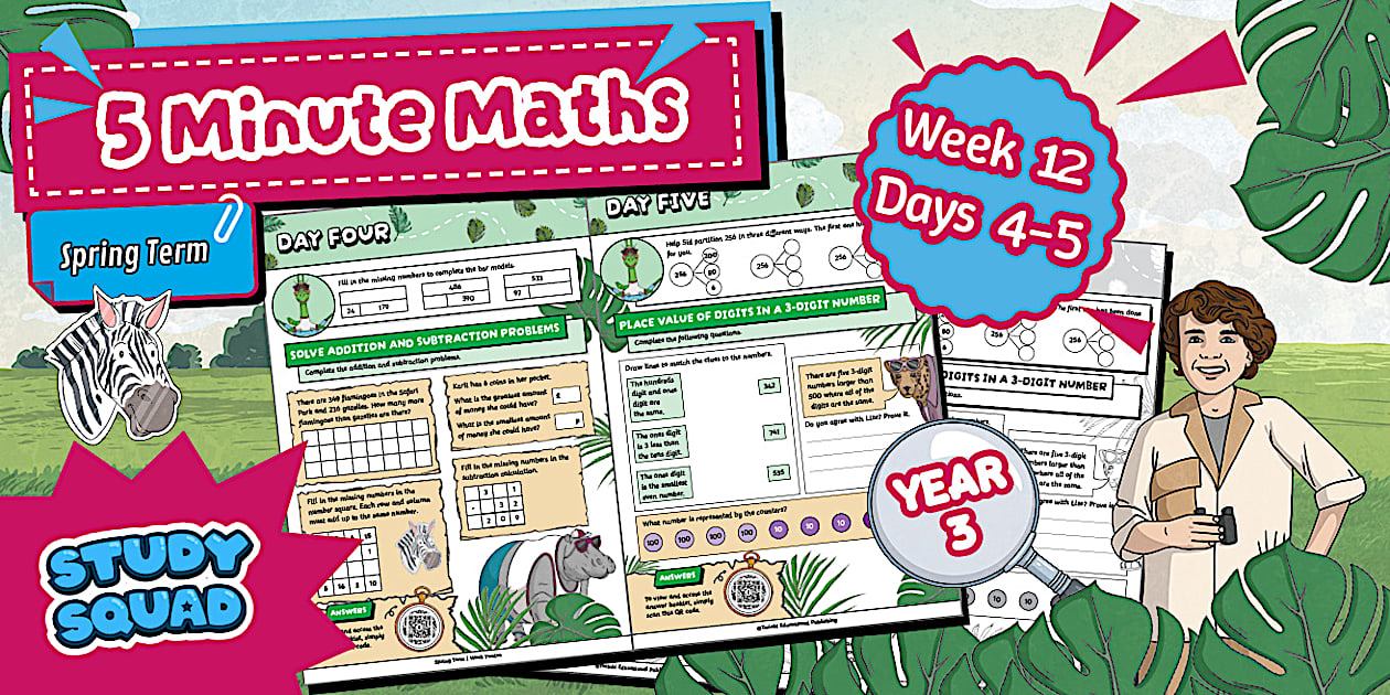 👉 Study Squad 5 Minute Maths Year 3 Spring - Week 12 Days 4-5