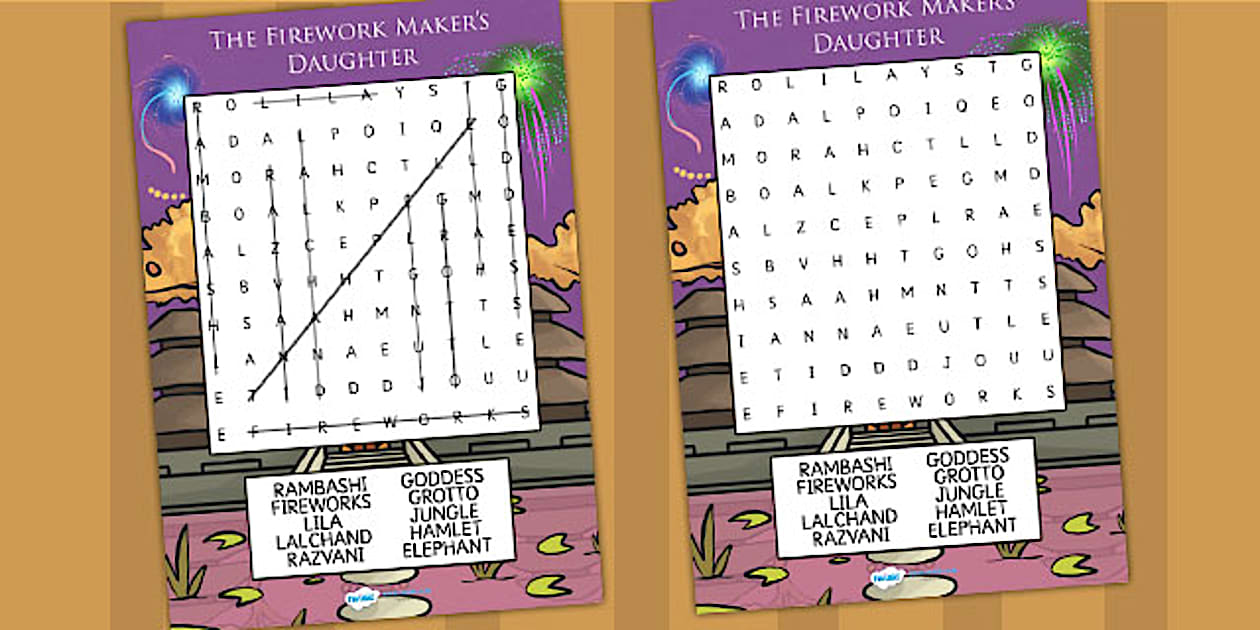The Firework Makers Daughter Differentiated Wordsearch Myths
