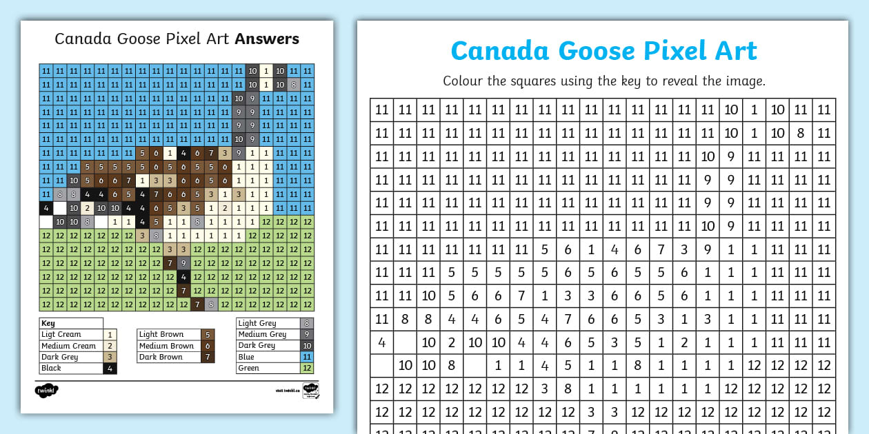 Canada Goose Pixel Art Template (teacher made) - Twinkl
