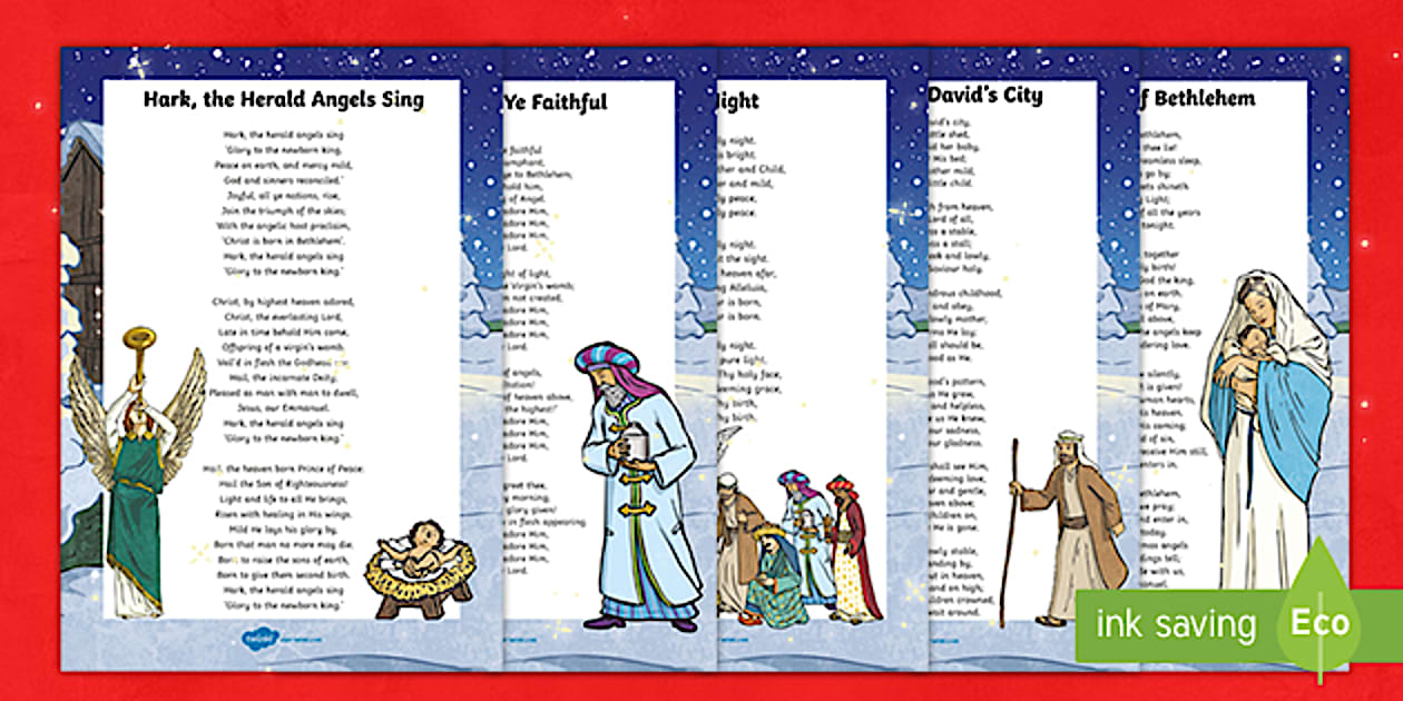 Christmas Songs KS2 Carols Sheet (teacher made) Twinkl