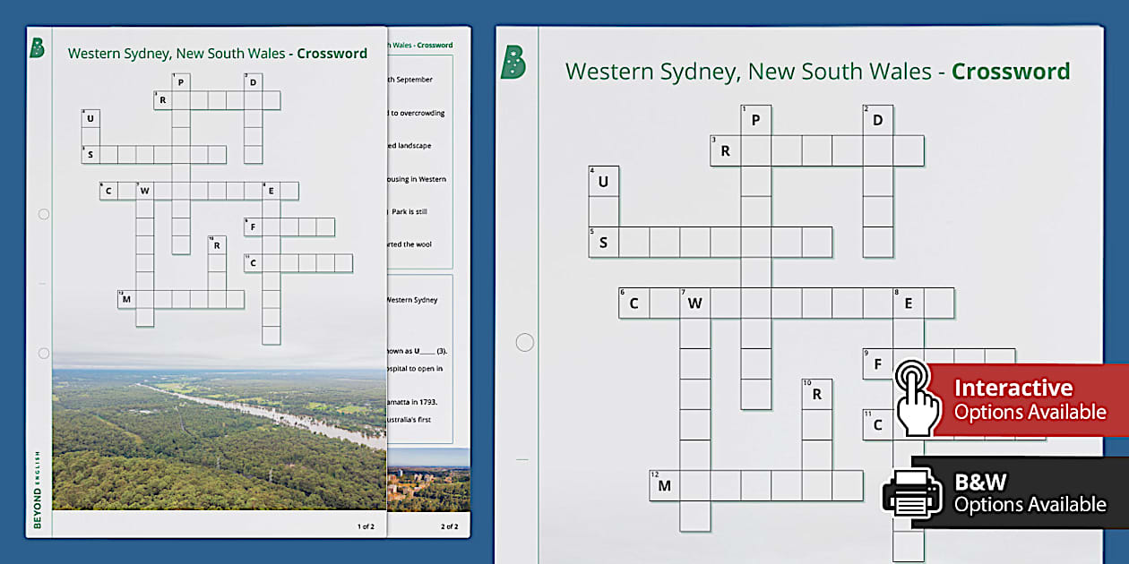Western Sydney New South Wales Differentiated Crossword