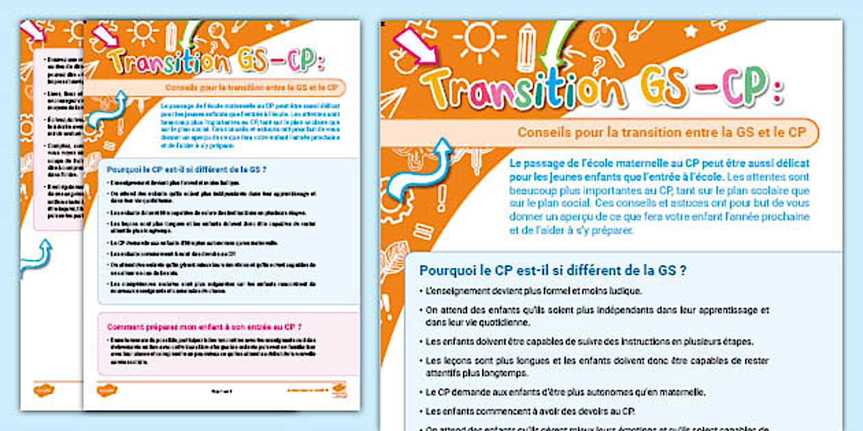 Transition Gs Guide de conseils pour la transition GS/CP - Twinkl