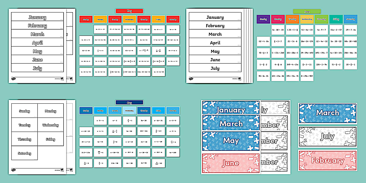 Math Classroom Calendar Pack for 6th-8th Grade