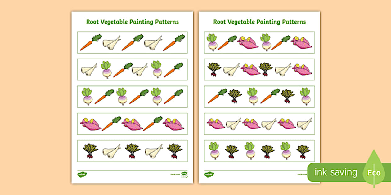 Root Vegetables Painting Pattern Worksheet / Worksheet, worksheet
