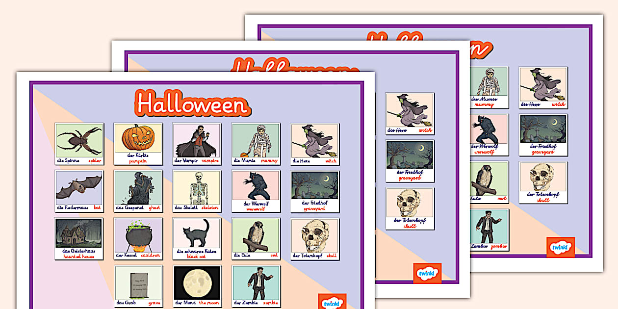 Halloween-Wortschatz-Schild