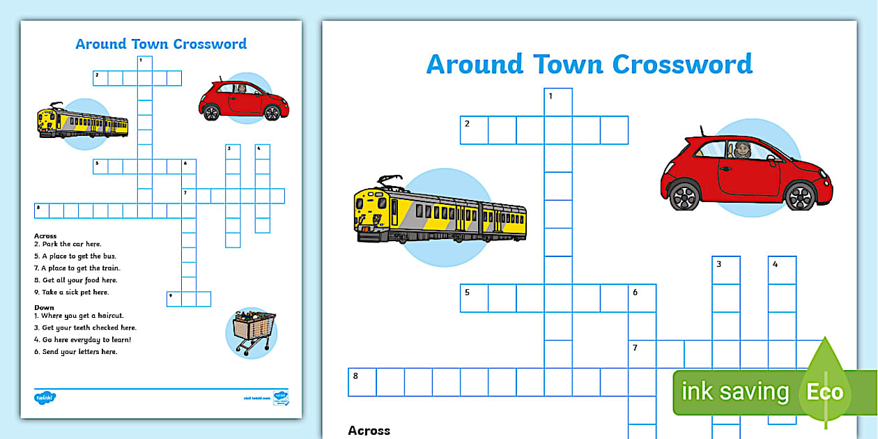 Around Town Crossword Puzzle Twinkl