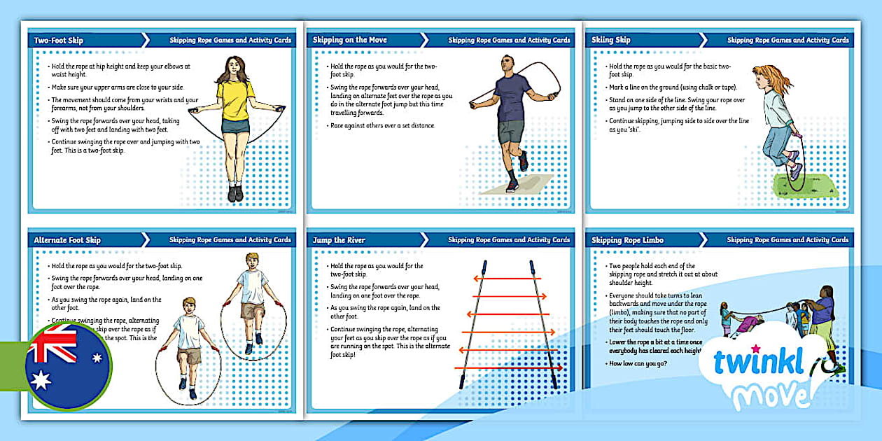 Move PE 3-6 Skipping Rope Games and Activity Cards - Twinkl