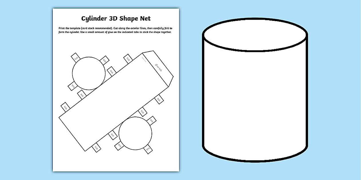 Cylinder 3D Shape Net (teacher made) Twinkl