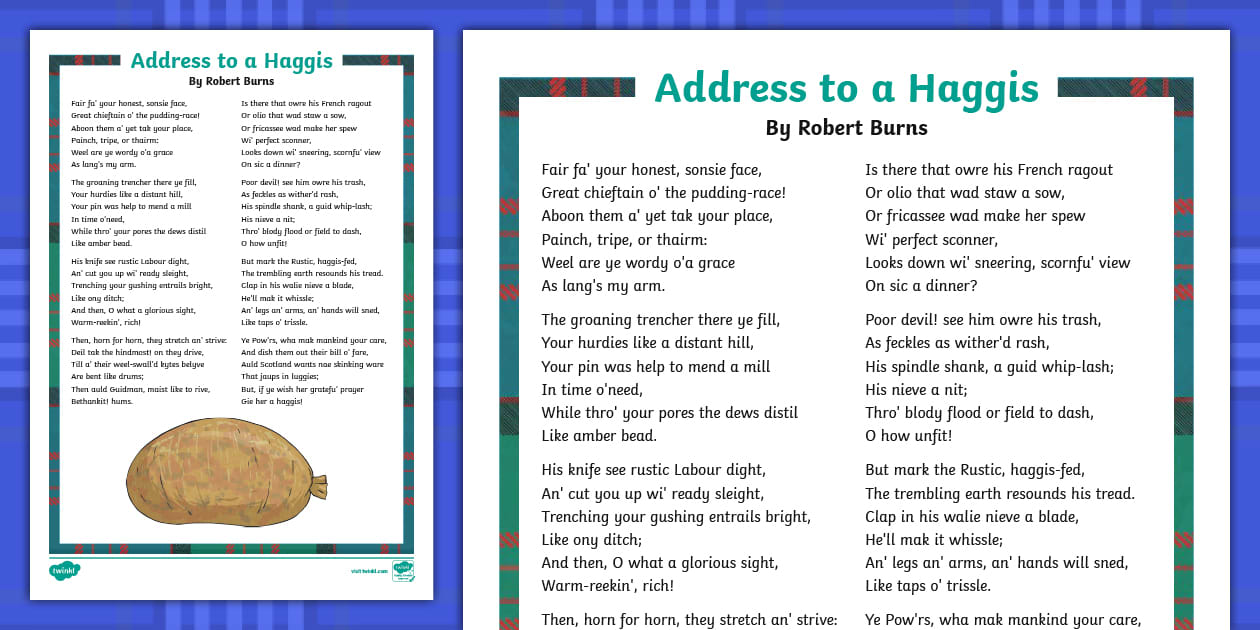 Address to a Haggis Robert Burns Poem (teacher made)