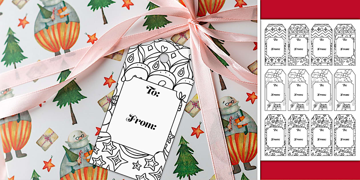 Christmas Gift Tags to Colour and... | Twinkl Party - Twinkl