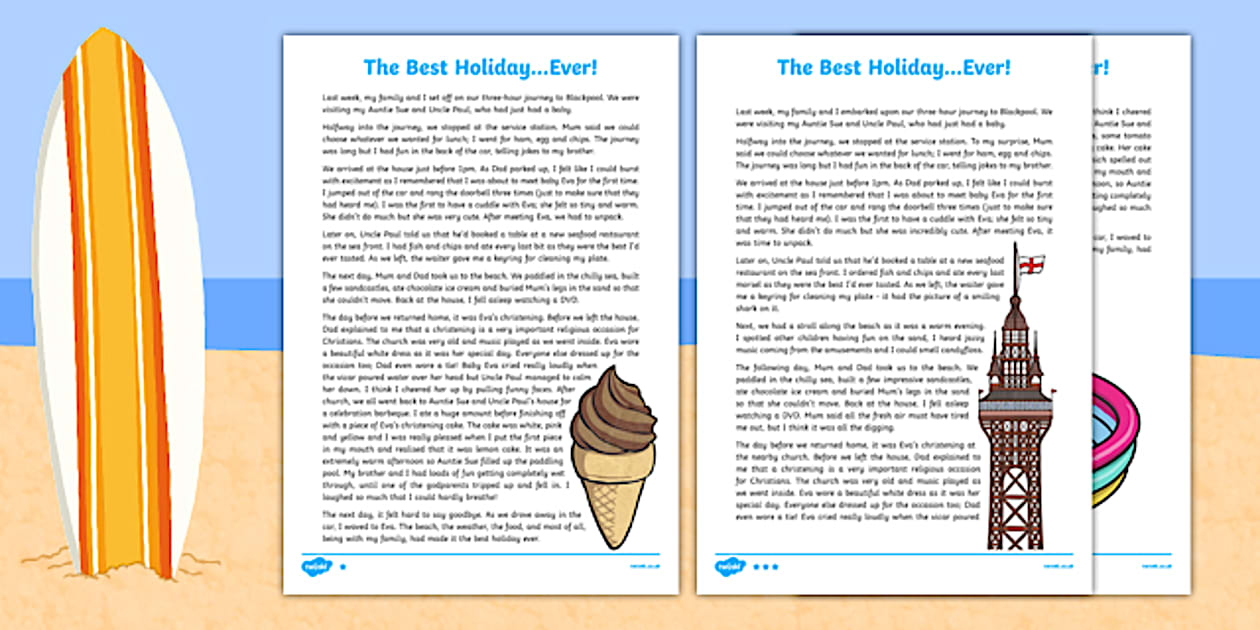 Editable Holiday Recount Writing Example - Twinkl