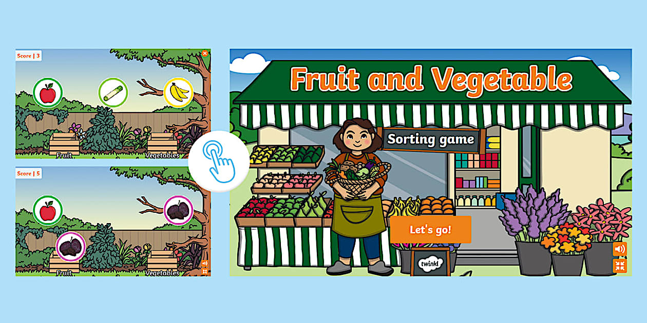 Fruit and Vegetable Interactive Sorting Activity - Twinkl image.