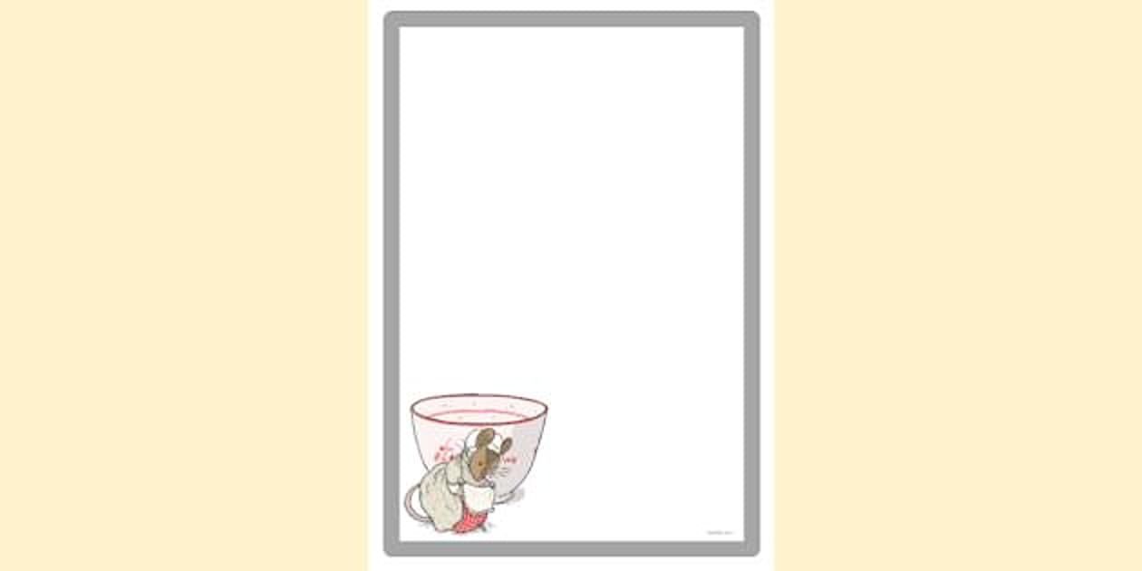 Simple Blank Lady Mouse and Teacup | Page Borders | Twinkl