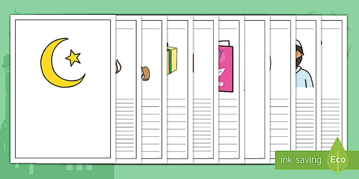 Black and White Hari Raya Aidilfitri Writing Frames - Twinkl