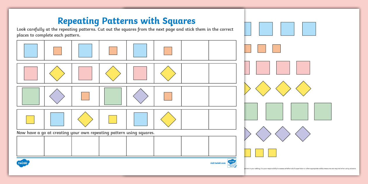 Repeating Patterns with Squares - Twinkl - KS1 - Twinkl