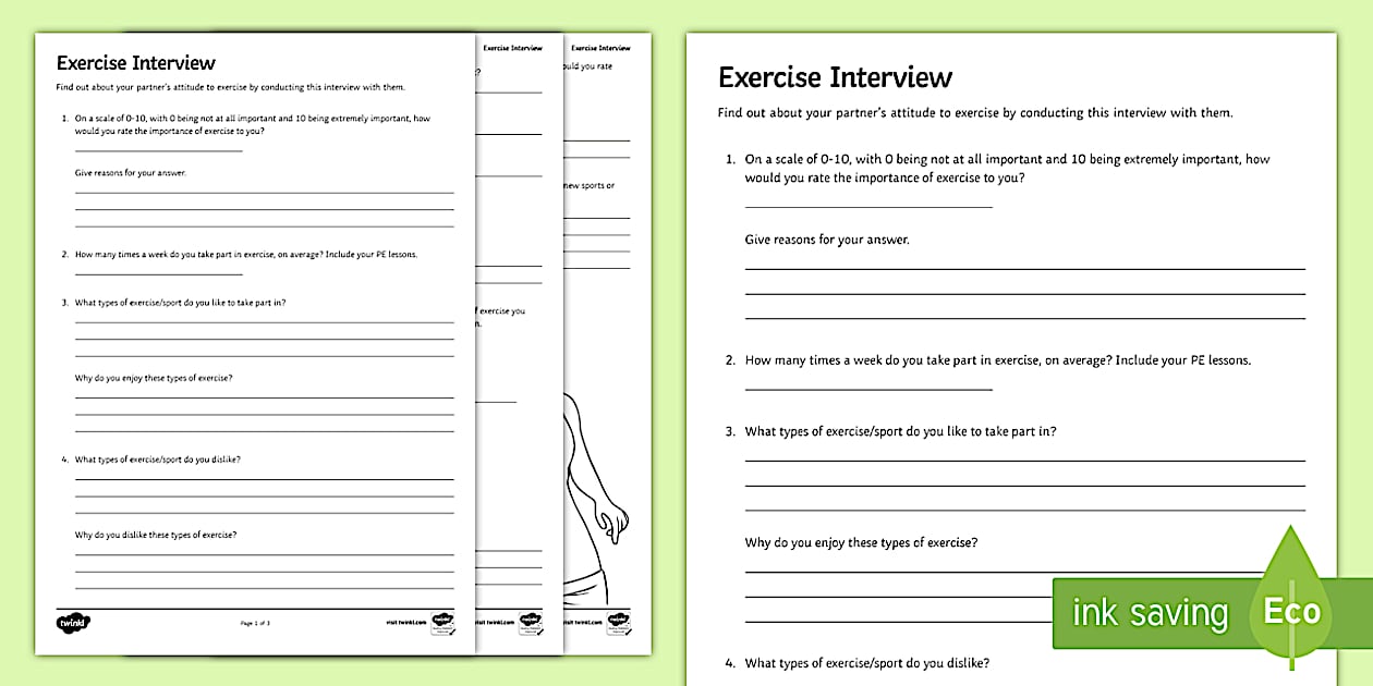 Editable Exercise Interview Activity Teacher Made Twinkl
