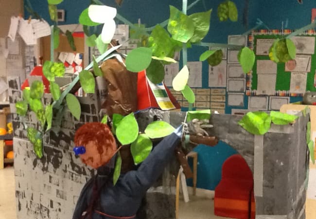 Book corner themed to Jack and the Beanstalk